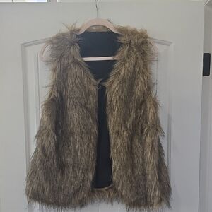 SHEIN Faux Fur Vest in Brown